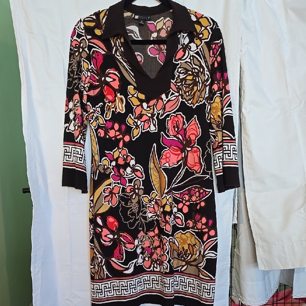 Floral V-Neck Dress with Long Sleeves